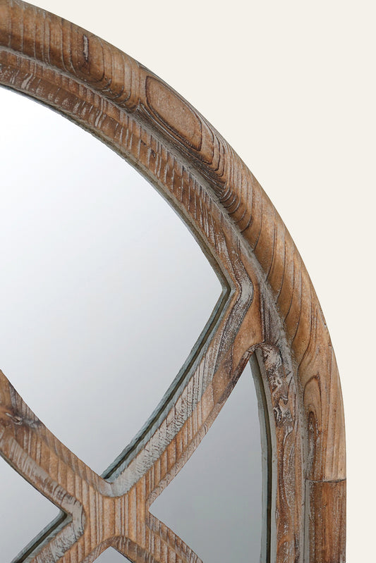 Arched Wooden Wall Mirror