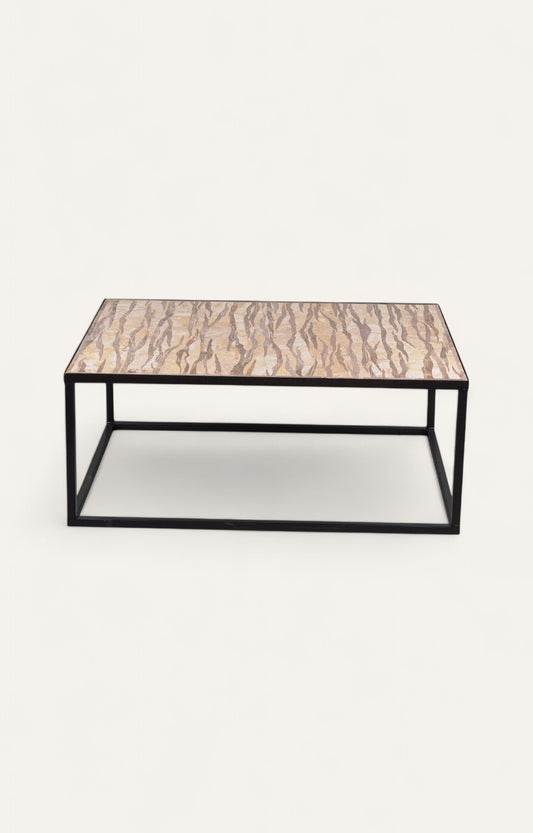 Tiger Stone Top Metal Frame Table
