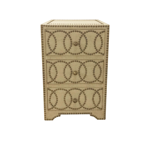 Linen Upholstered 3- Drawer Night Stand