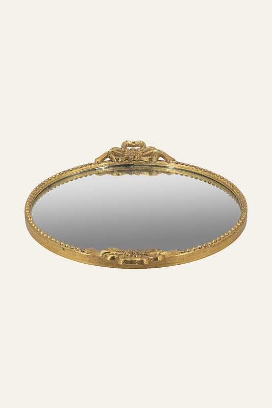 Round Gold Mirrored Metal Tray
