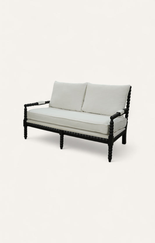 Classical Wooden Sofa Settee in Ivory and Black