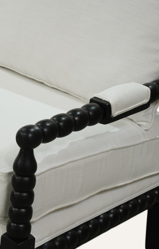 Classical Wooden Sofa Settee in Ivory and Black