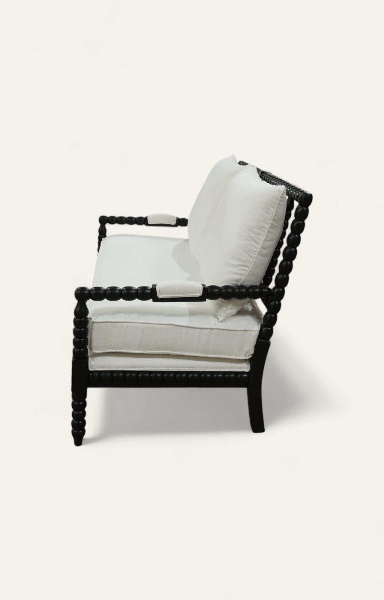 Classical Wooden Sofa Settee in Ivory and Black