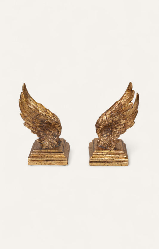 Antique Gold Wing Bookend Set