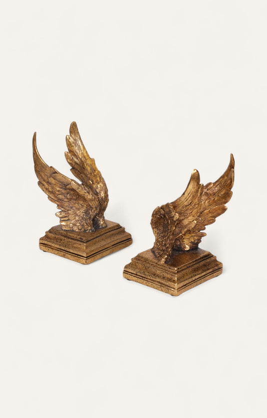 Antique Gold Wing Bookend Set