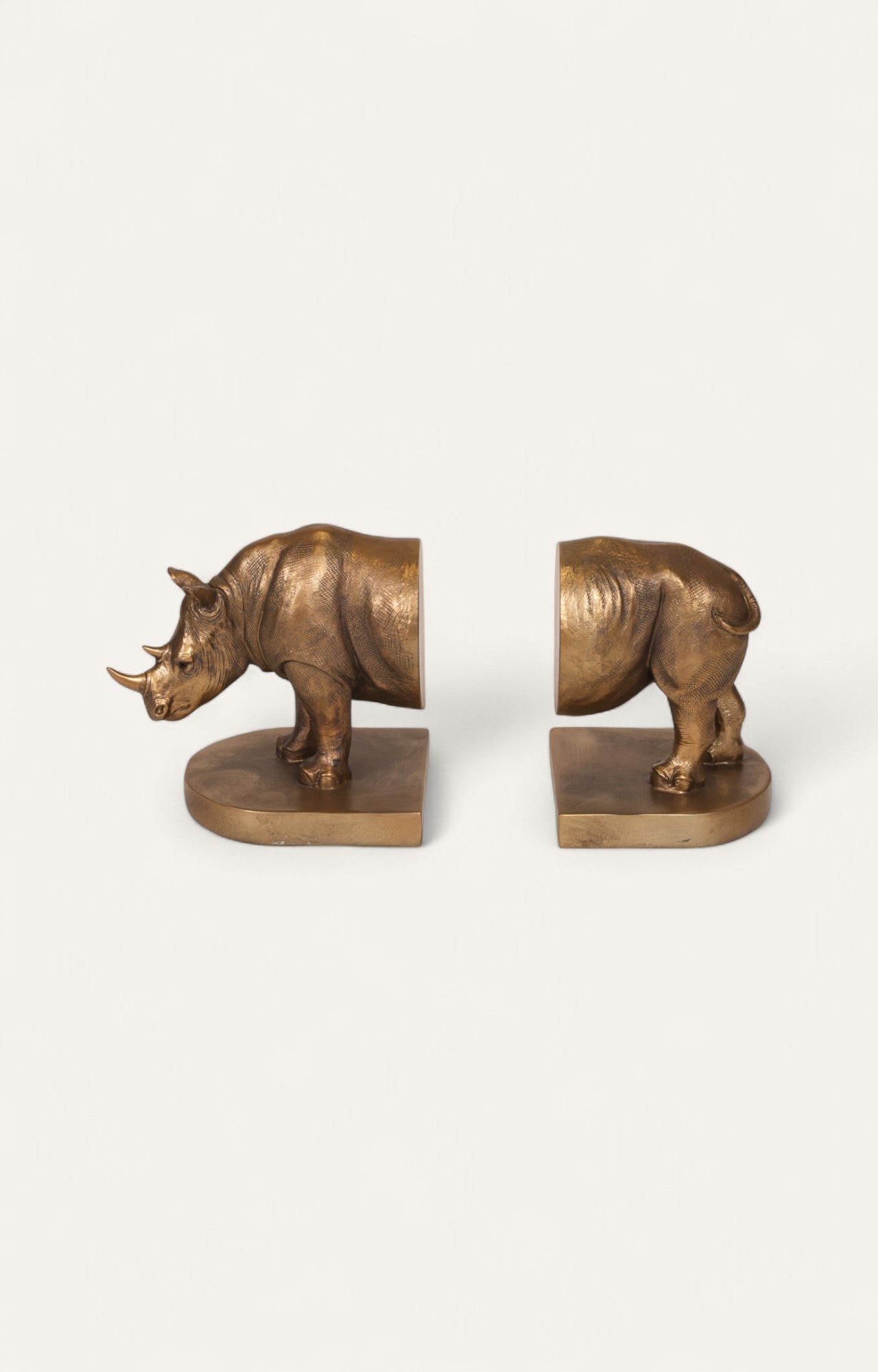 Resin Rhino Bookend Set