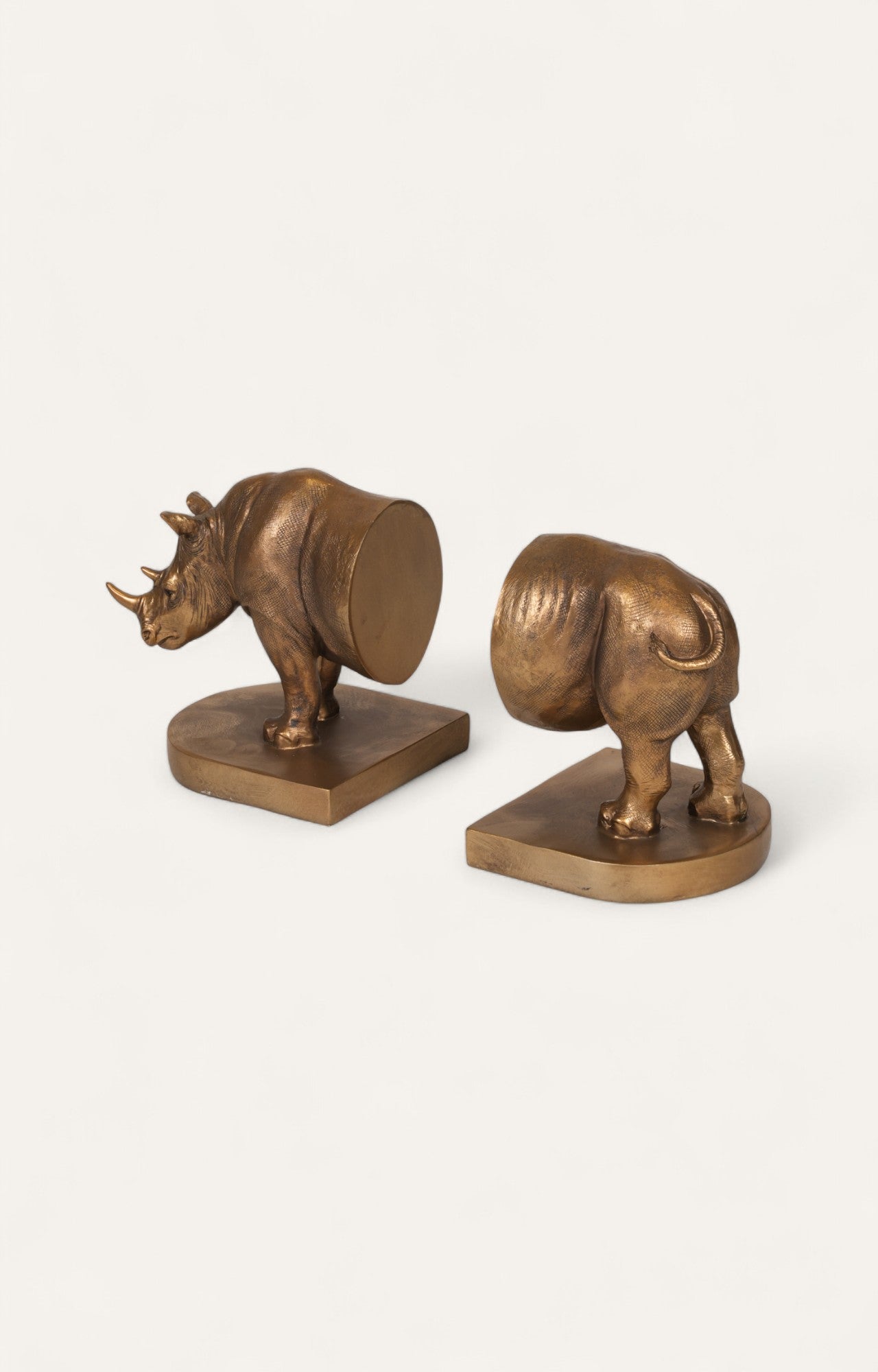 Resin Rhino Bookend Set