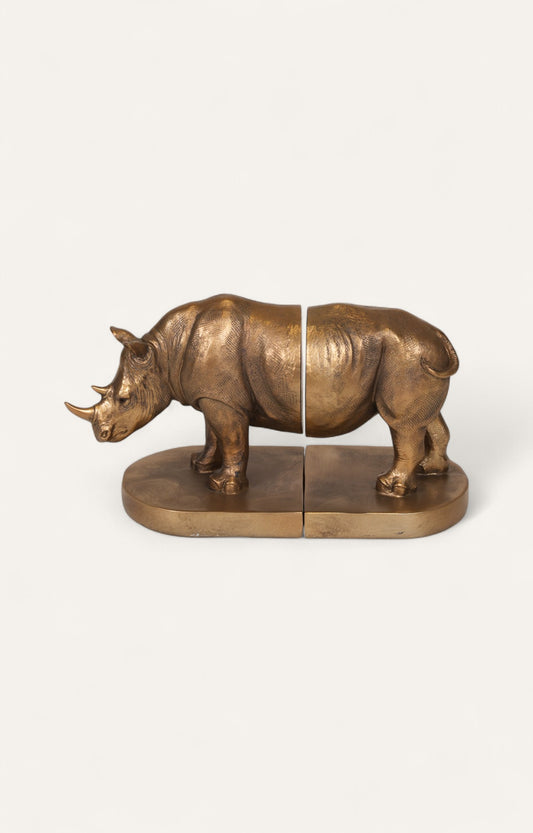 Resin Rhino Bookend Set