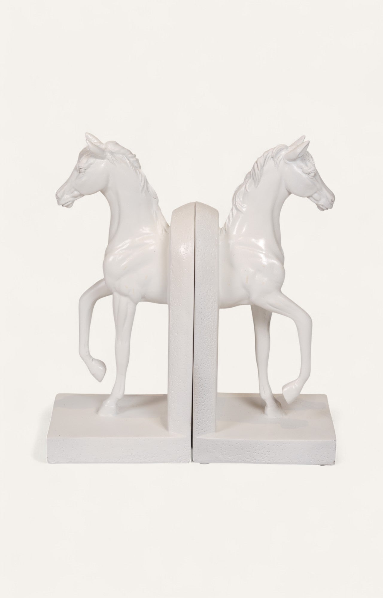 Modern White Resin Horse Bookend Set