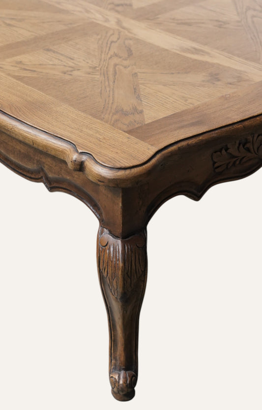 French carved parquet top table
