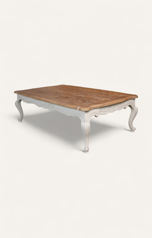 French carved parquet top table