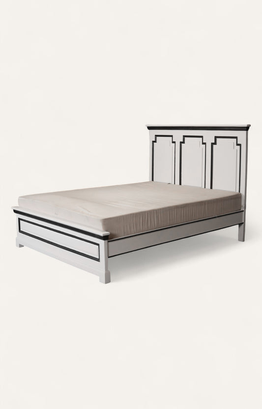 Modern Geometric Acacia Wood Bed