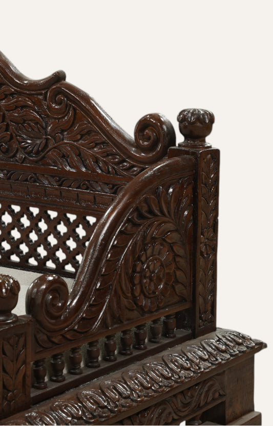 Traditional Hand-Carved Teak Bench