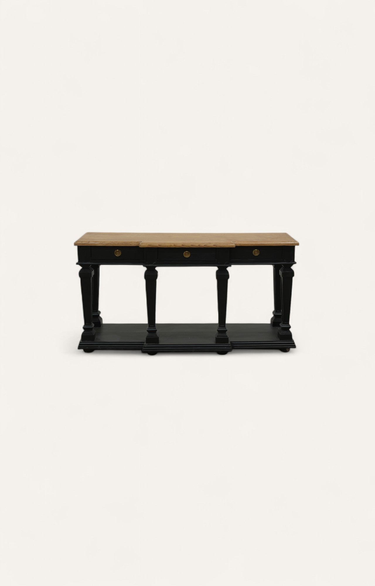 Classic Two-Tone Console Table with Brass Details