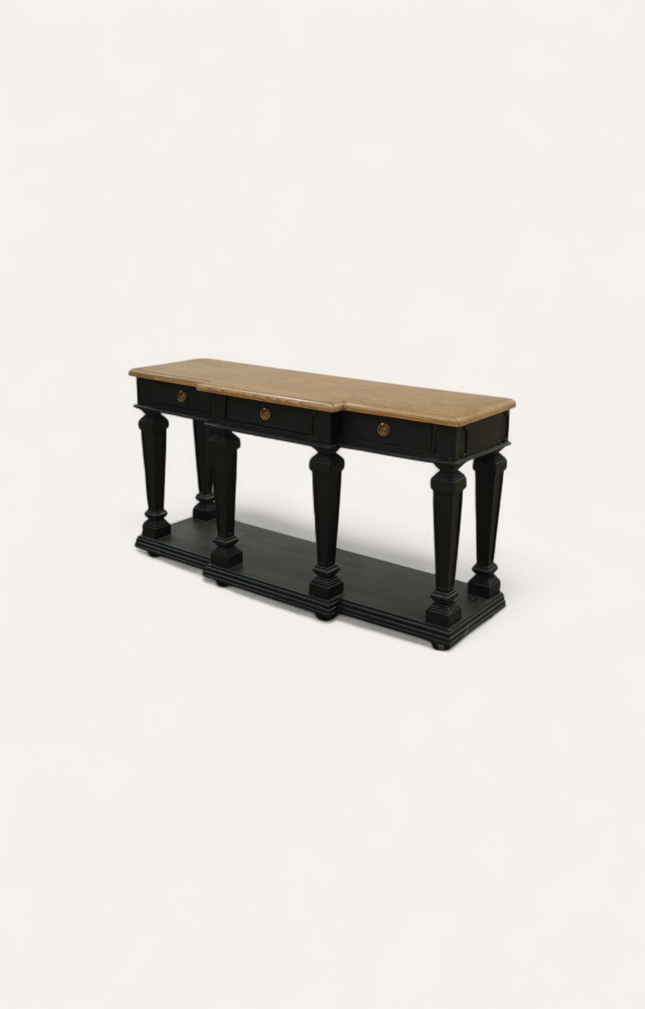 Classic Two-Tone Console Table with Brass Details
