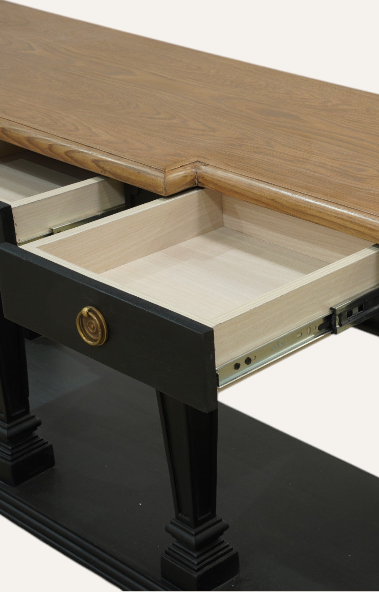 Classic Two-Tone Console Table with Brass Details