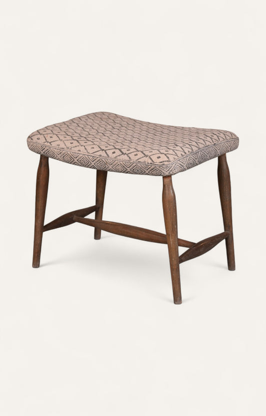 Hand Woven Dhurrie Upholstered Stool