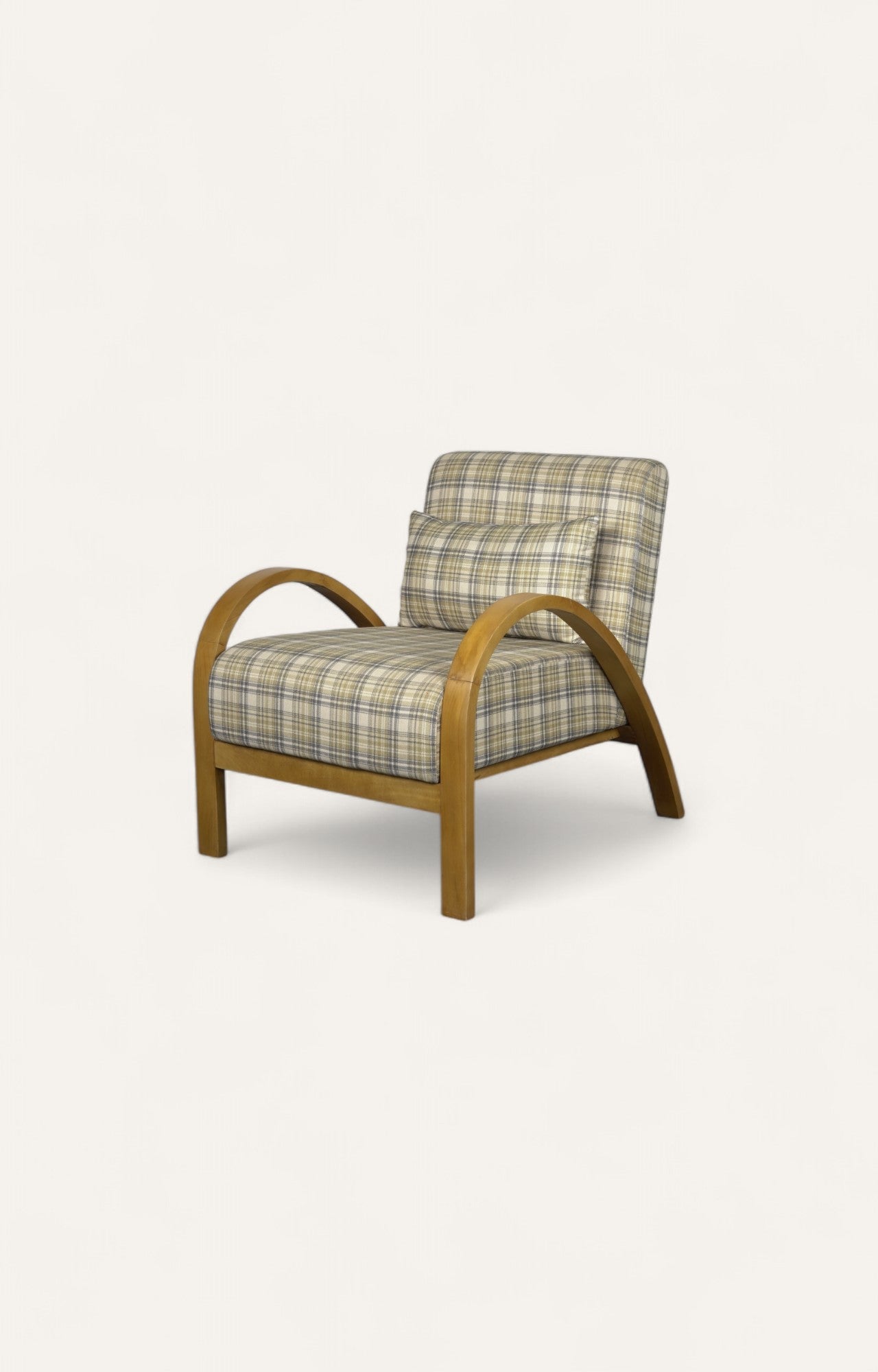 Mid-Century Curved Oak Armchair