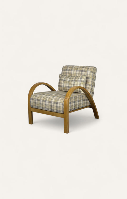 Mid-Century Curved Oak Armchair