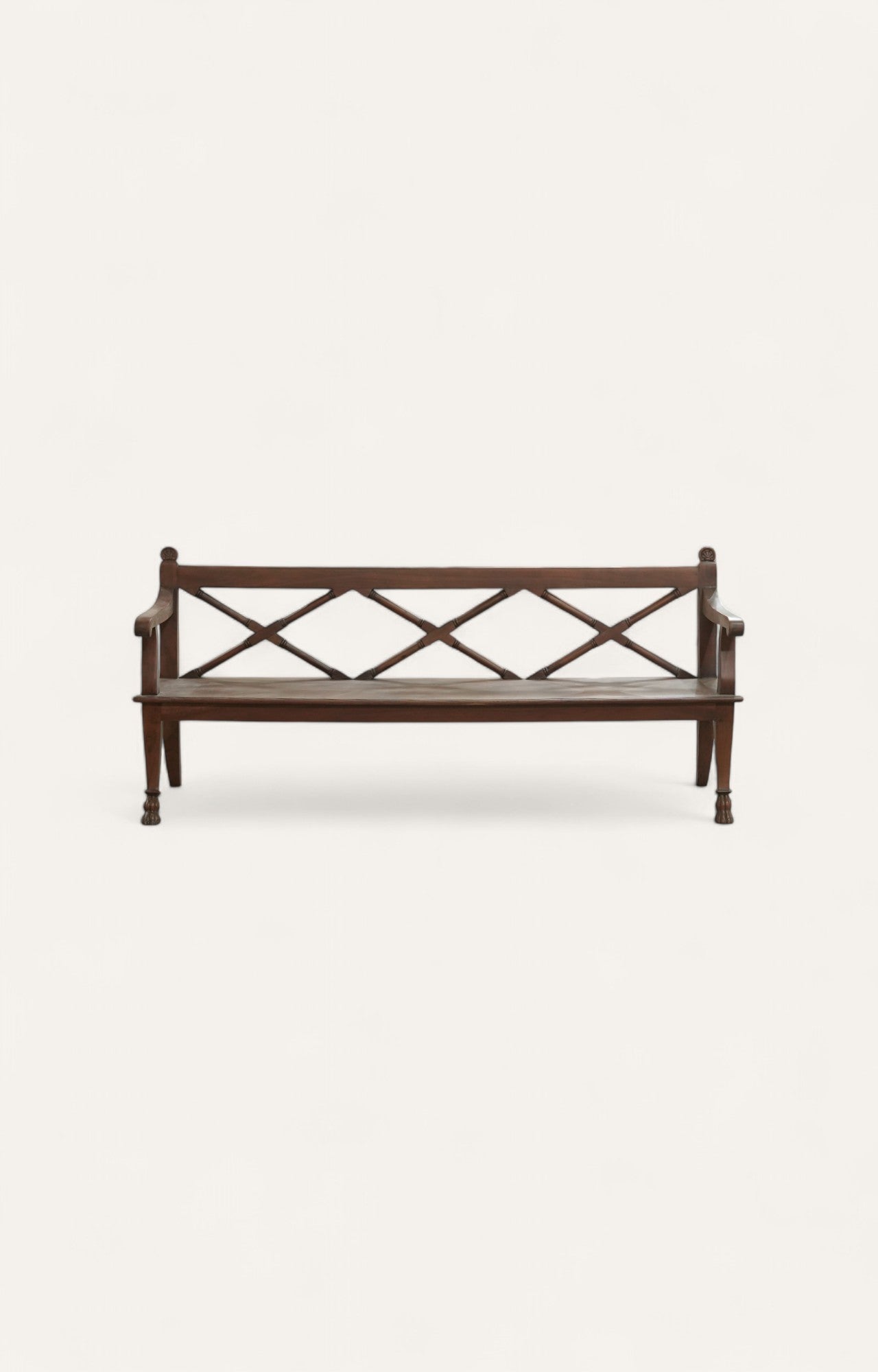 Colonial Cross-design Back Wooden Bench