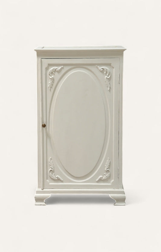 French-Style White Armoire in Wooden Cabinet
