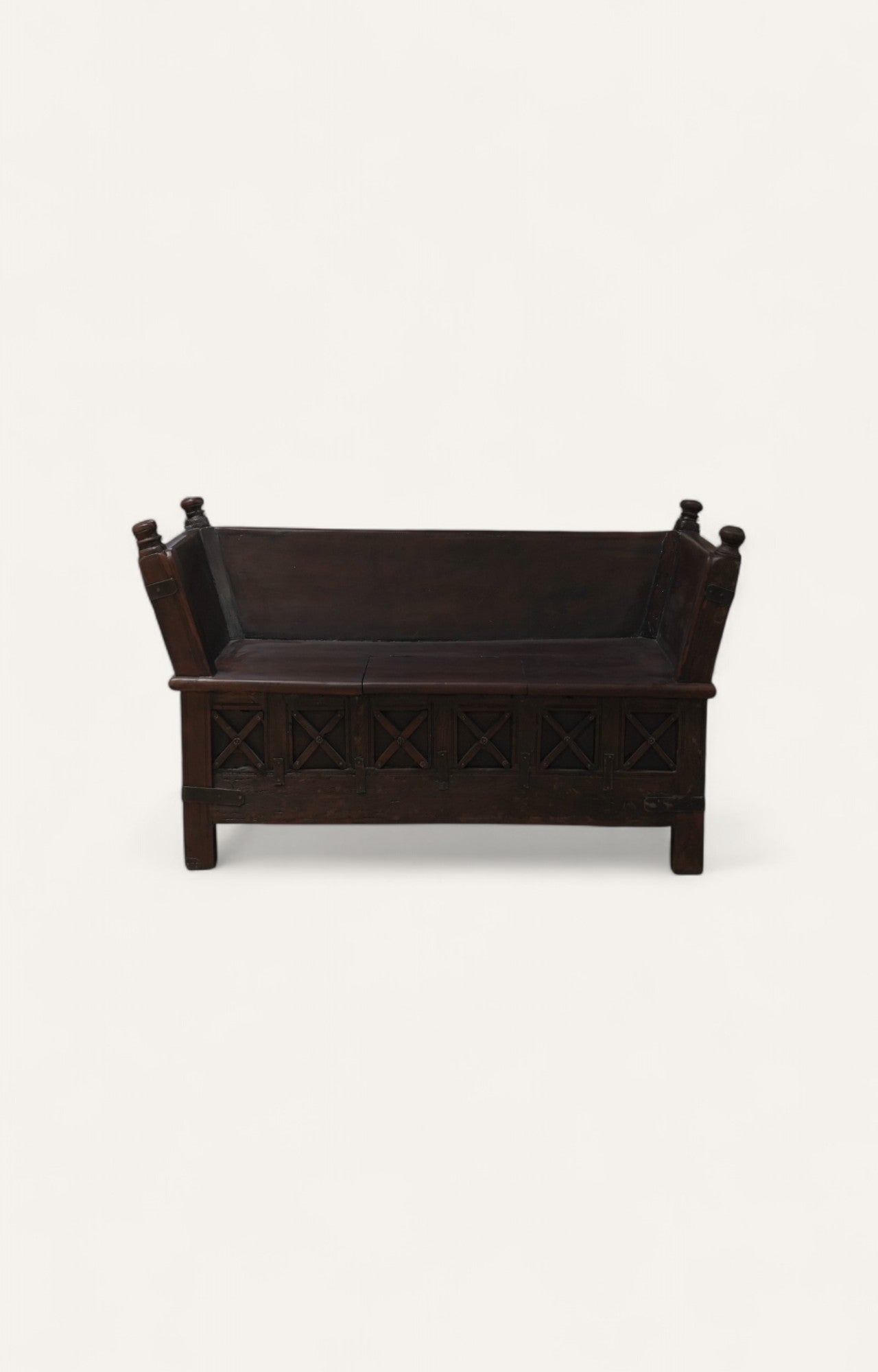 Anglo-Indian Wooden Bench with Storage