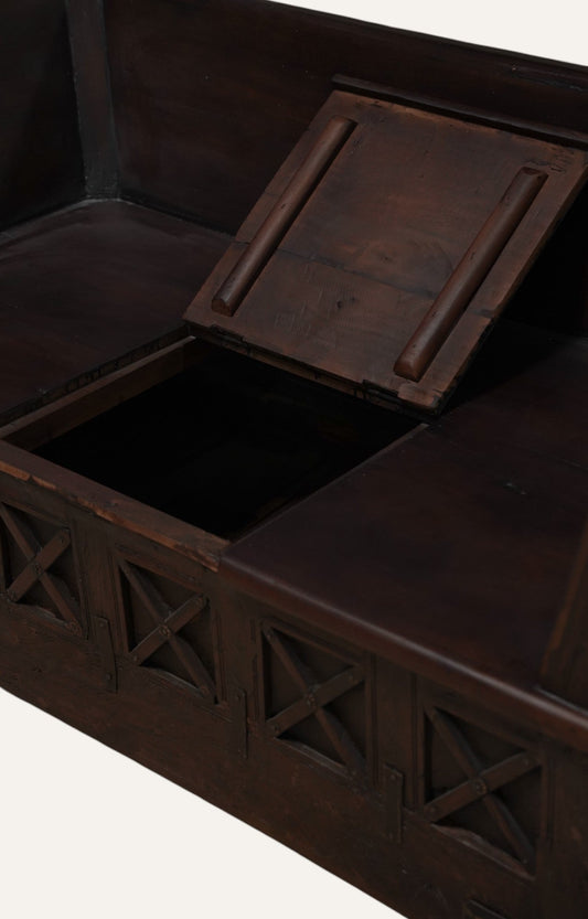 Anglo-Indian Wooden Bench with Storage