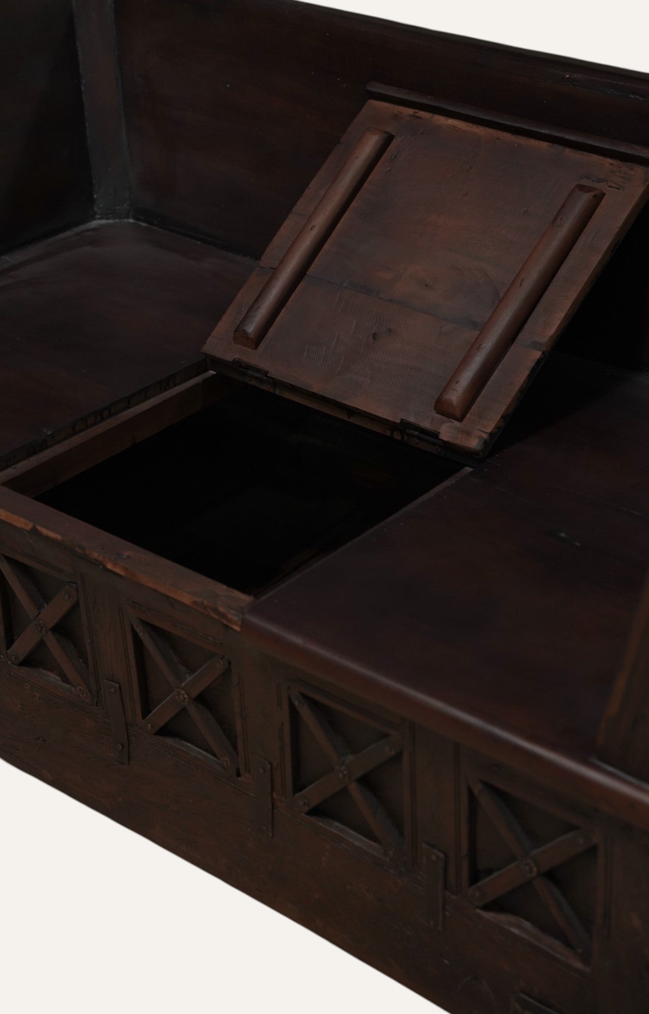 Anglo-Indian Wooden Bench with Storage