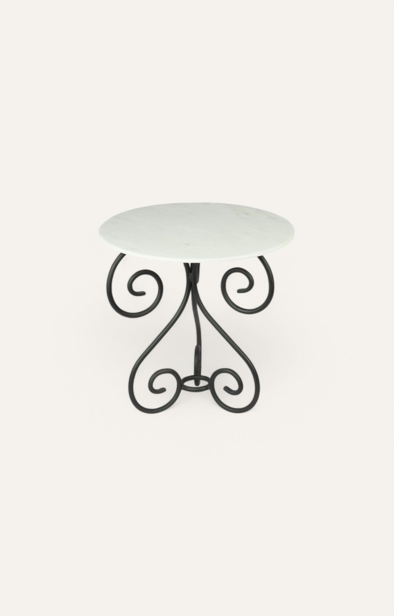 French Curved Metal White Marble Top Table