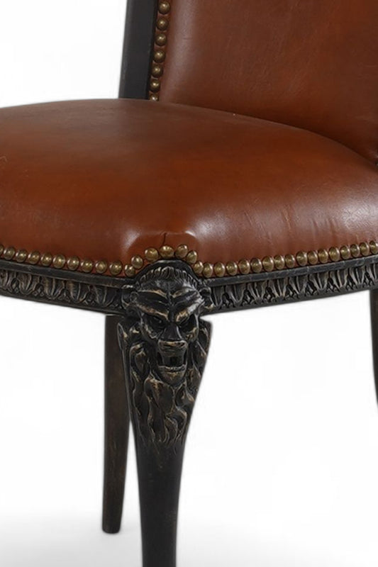 French Leather Lion Head chair