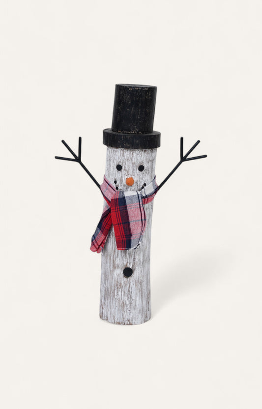 Jolly Log Snowman Decor