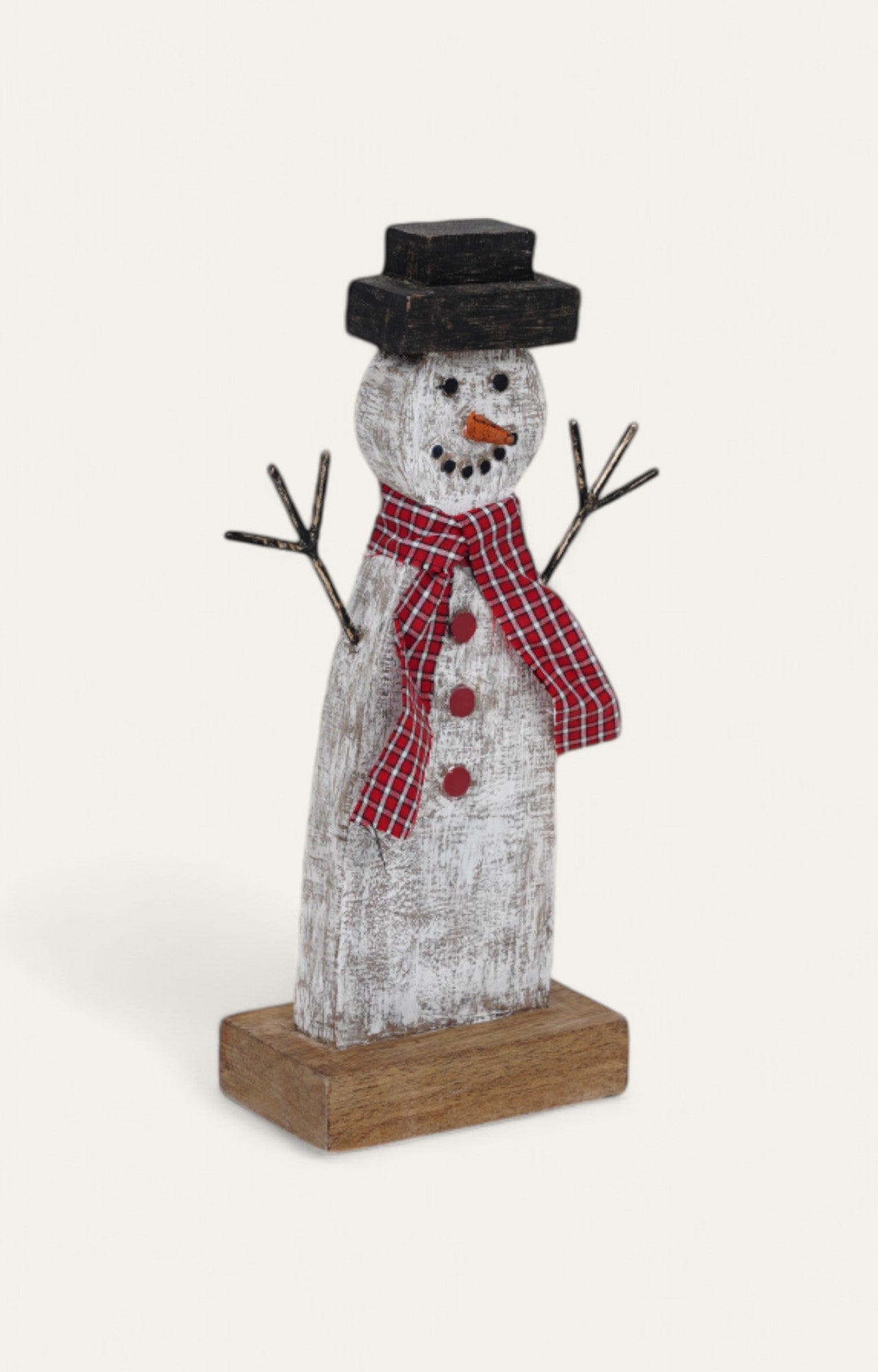 Wooden Snowman Figurine