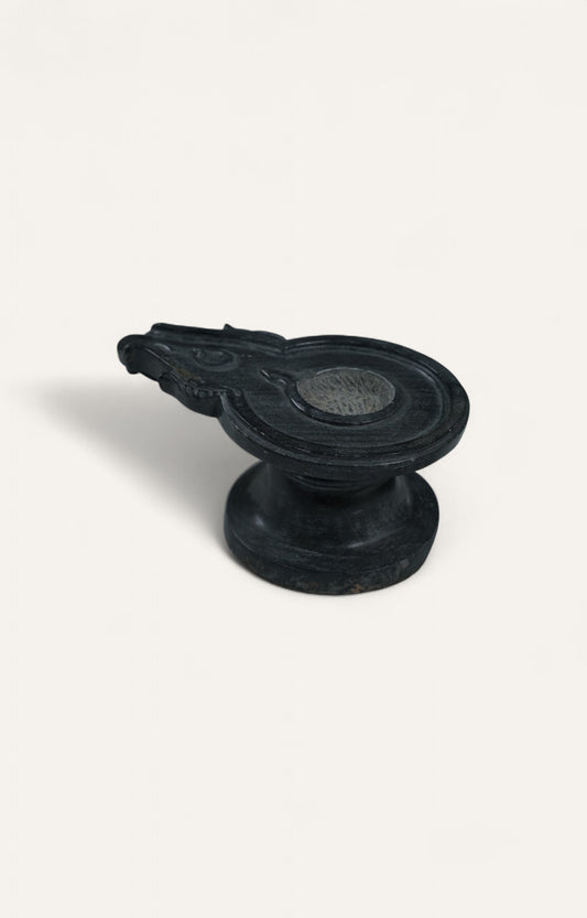 Antique Black Marble Shivalinga Base