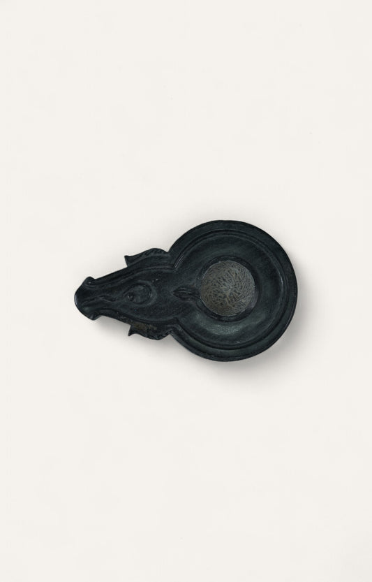 Antique Black Marble Shivalinga Base