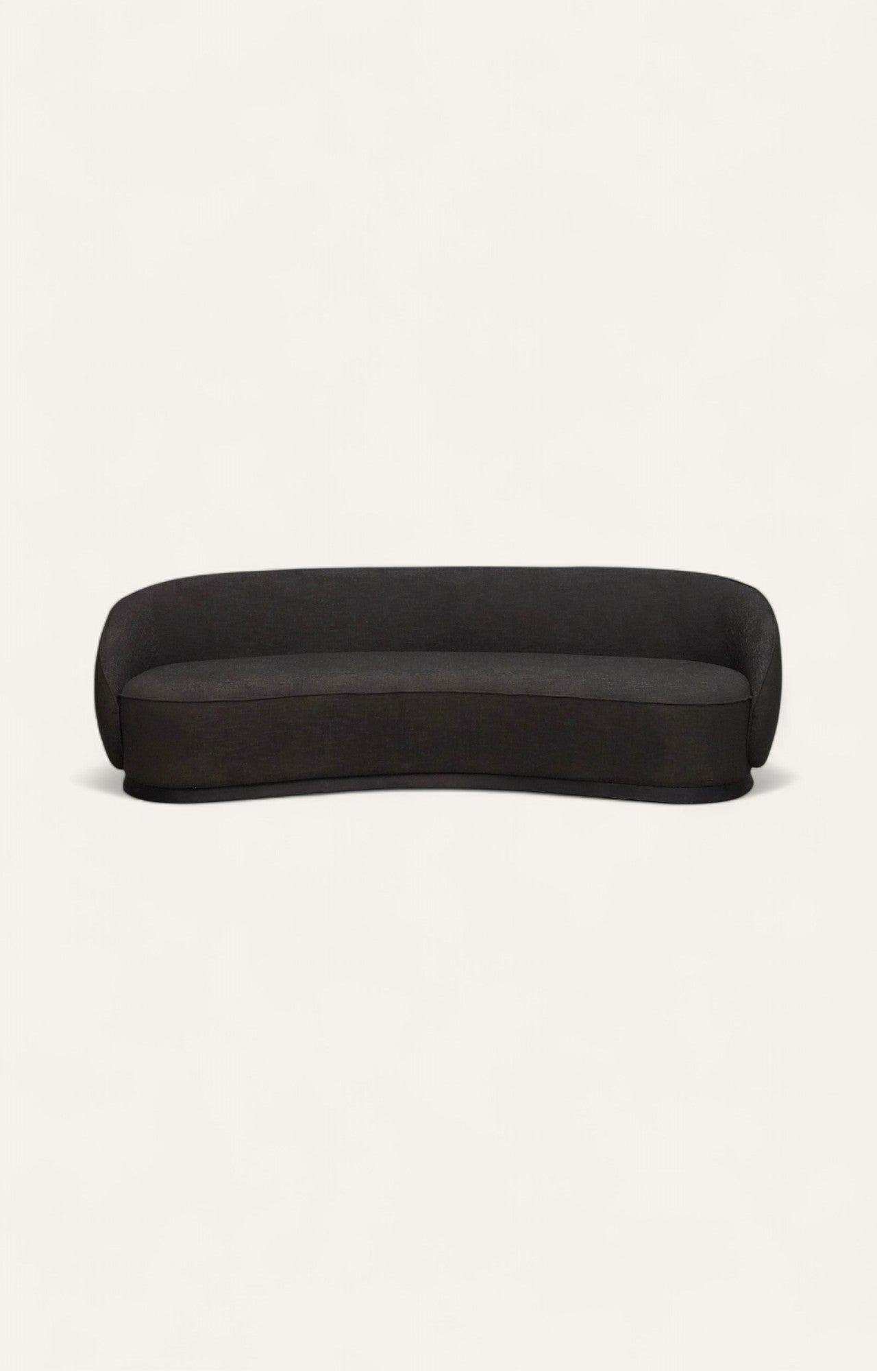 Curved Black Boucle Sofa