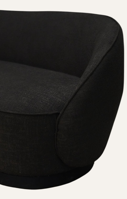 Curved Black Boucle Sofa