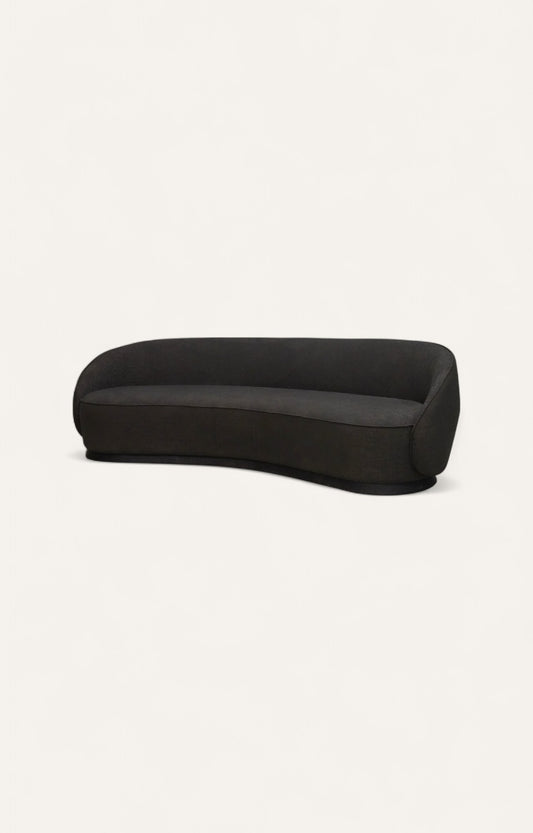 Curved Black Boucle Sofa