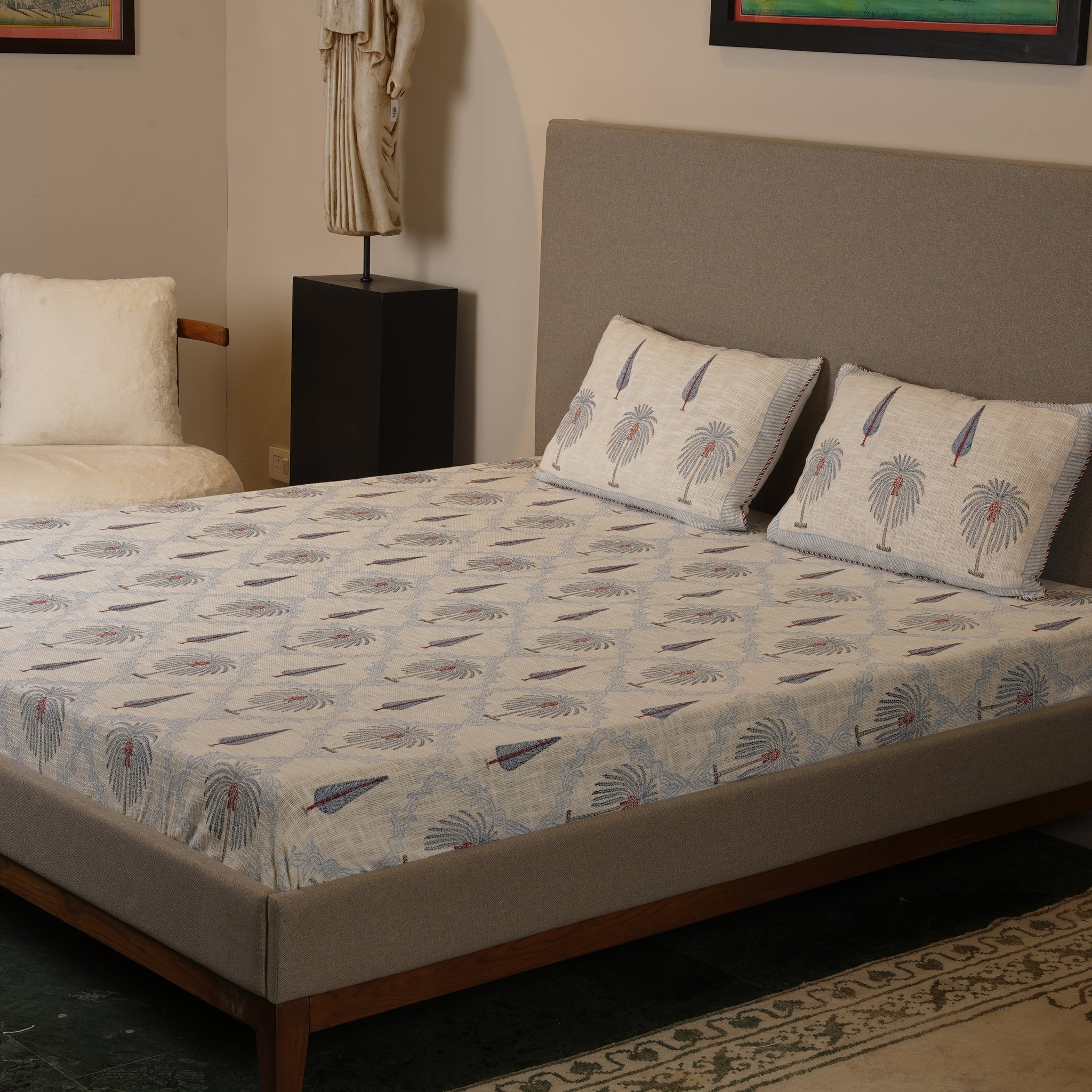 Floral Noor :  Jaipuri Block Print Bedsheet (Set of 3)