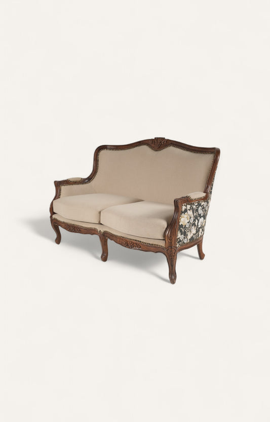French Armchair with Floral Fabric Panel