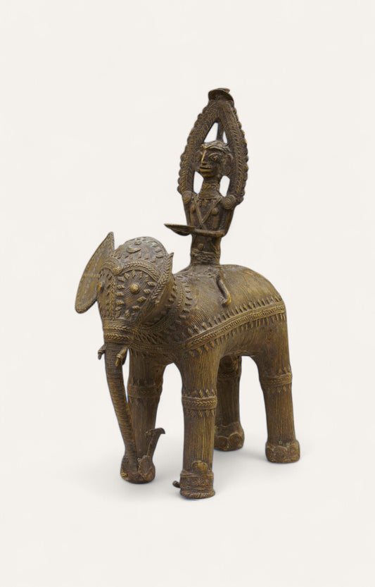 Majestic Elephant Antique Brass Figurine Table Accent