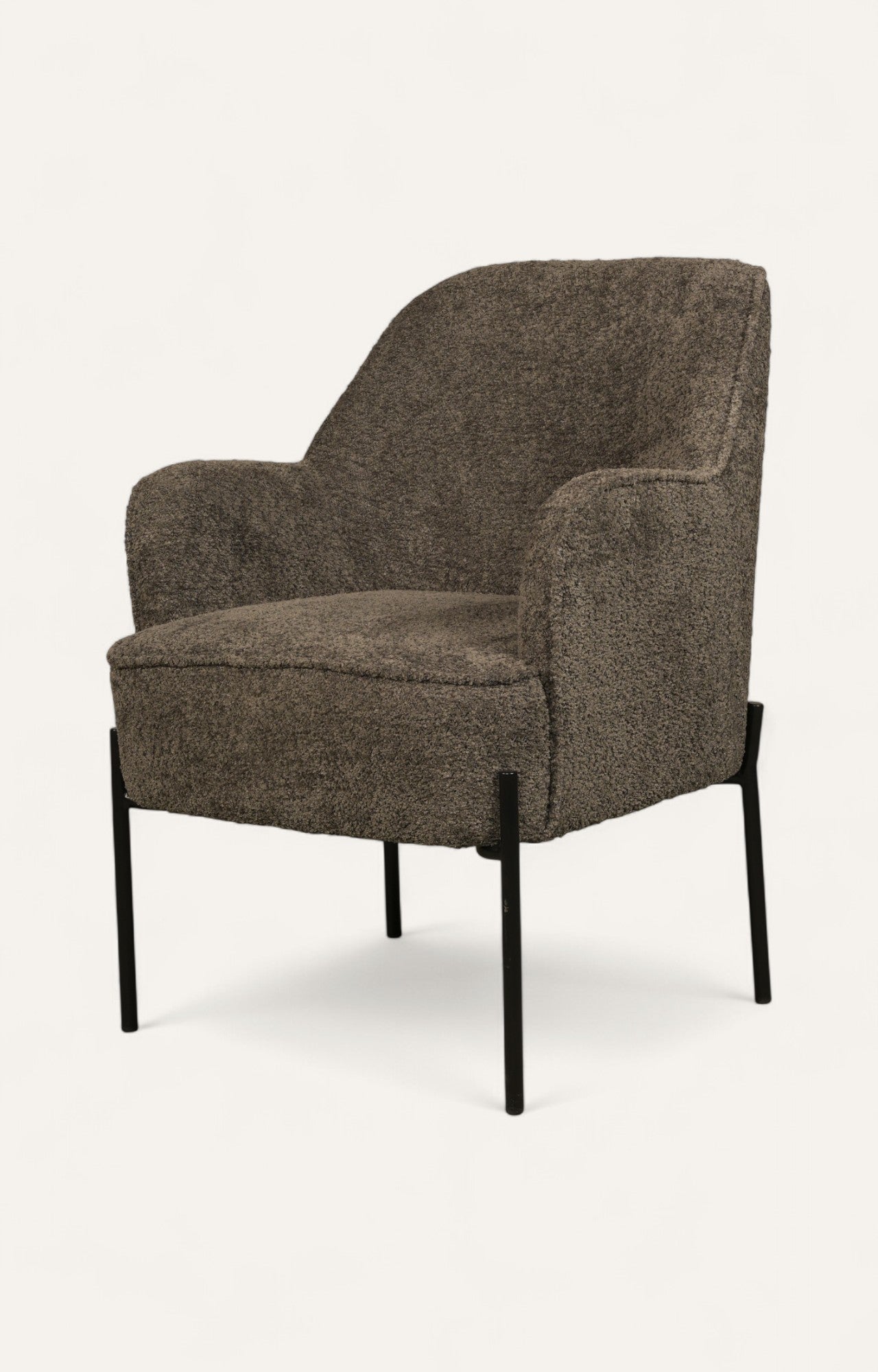 Modern Charcoal Upholstered Armchair with Metal Legs