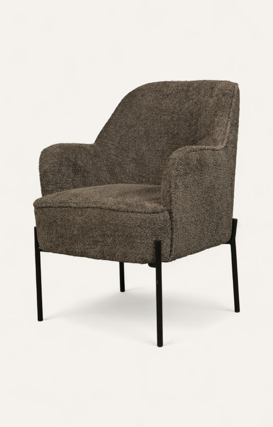 Modern Charcoal Upholstered Armchair with Metal Legs