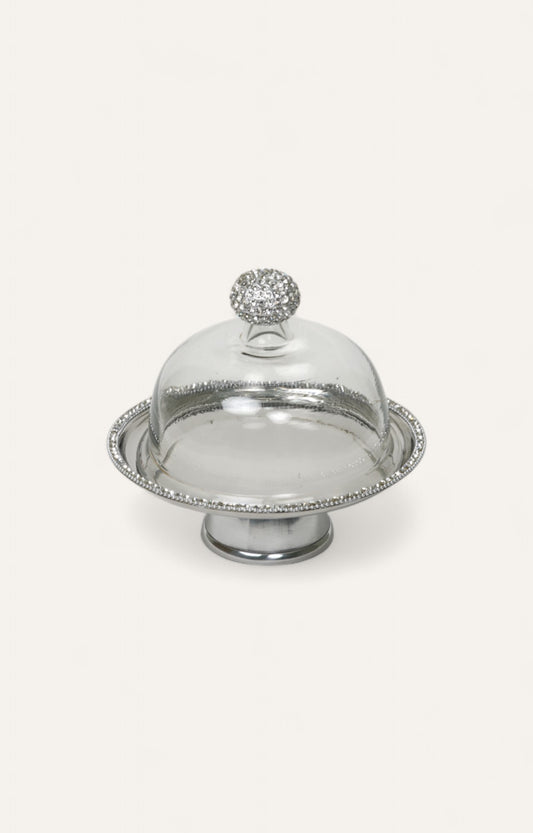 Crystal-Edged Dome Metal Cake Stand