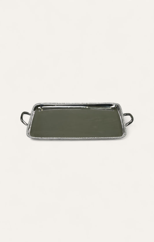 Crystal Border Metal Tray with Handles