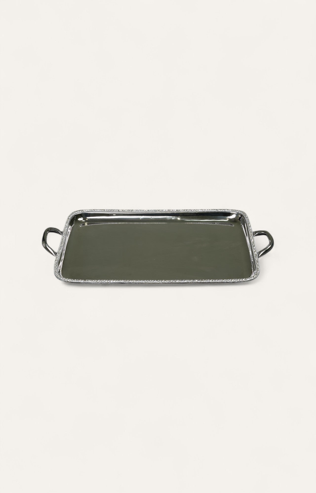 Crystal Border Metal Tray with Handles