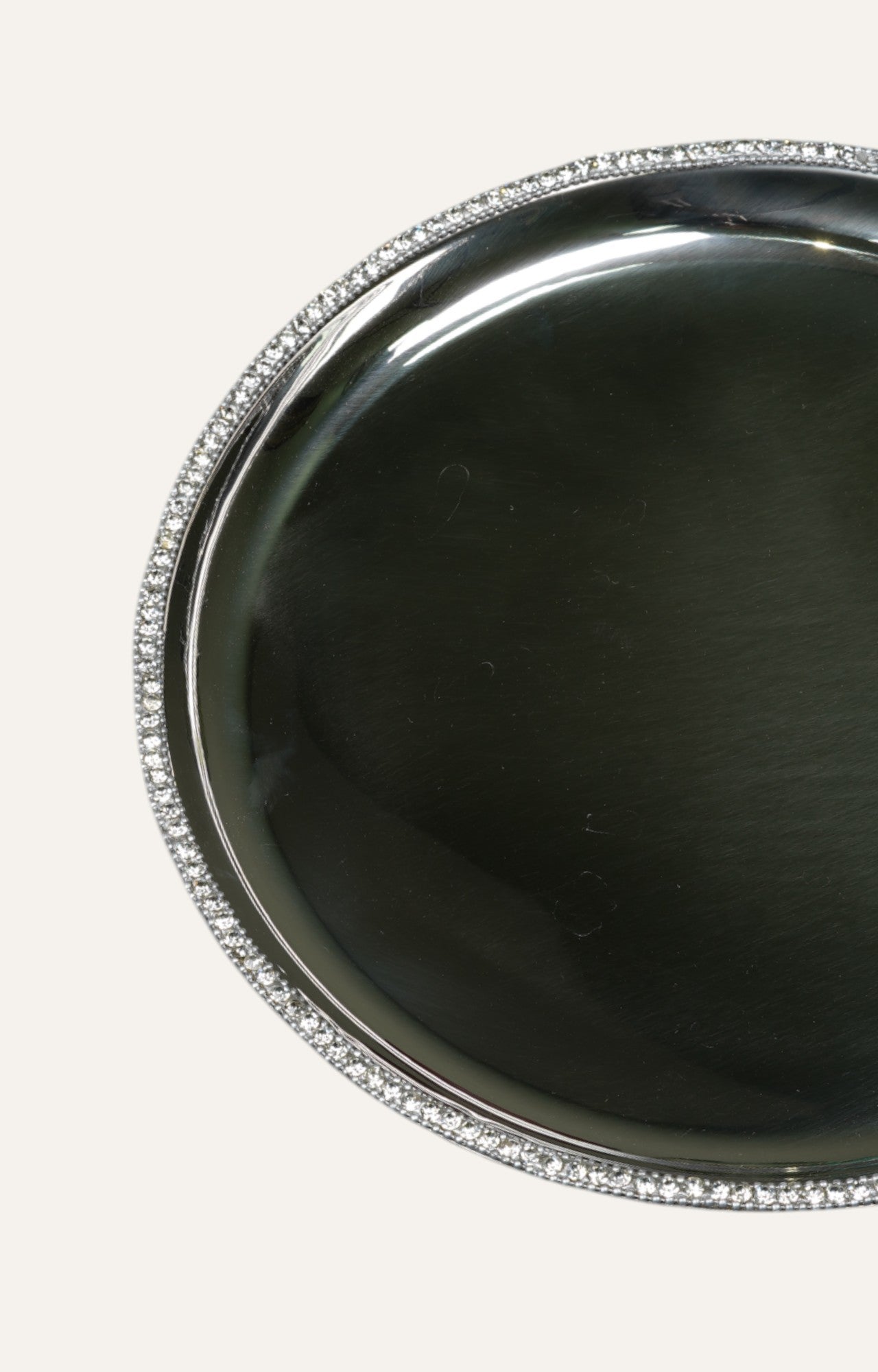 Crystal-Studded Round Metal Serving Plate