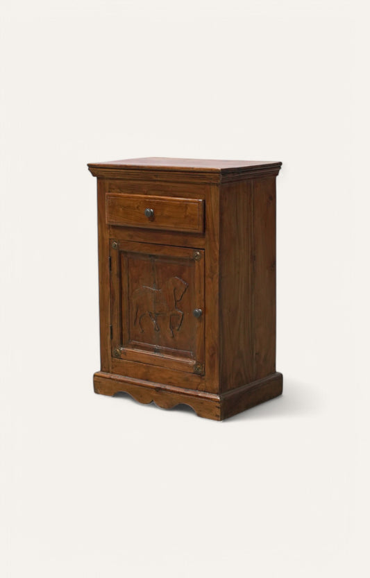 Horse Hand-Carved Wooden Cabinet