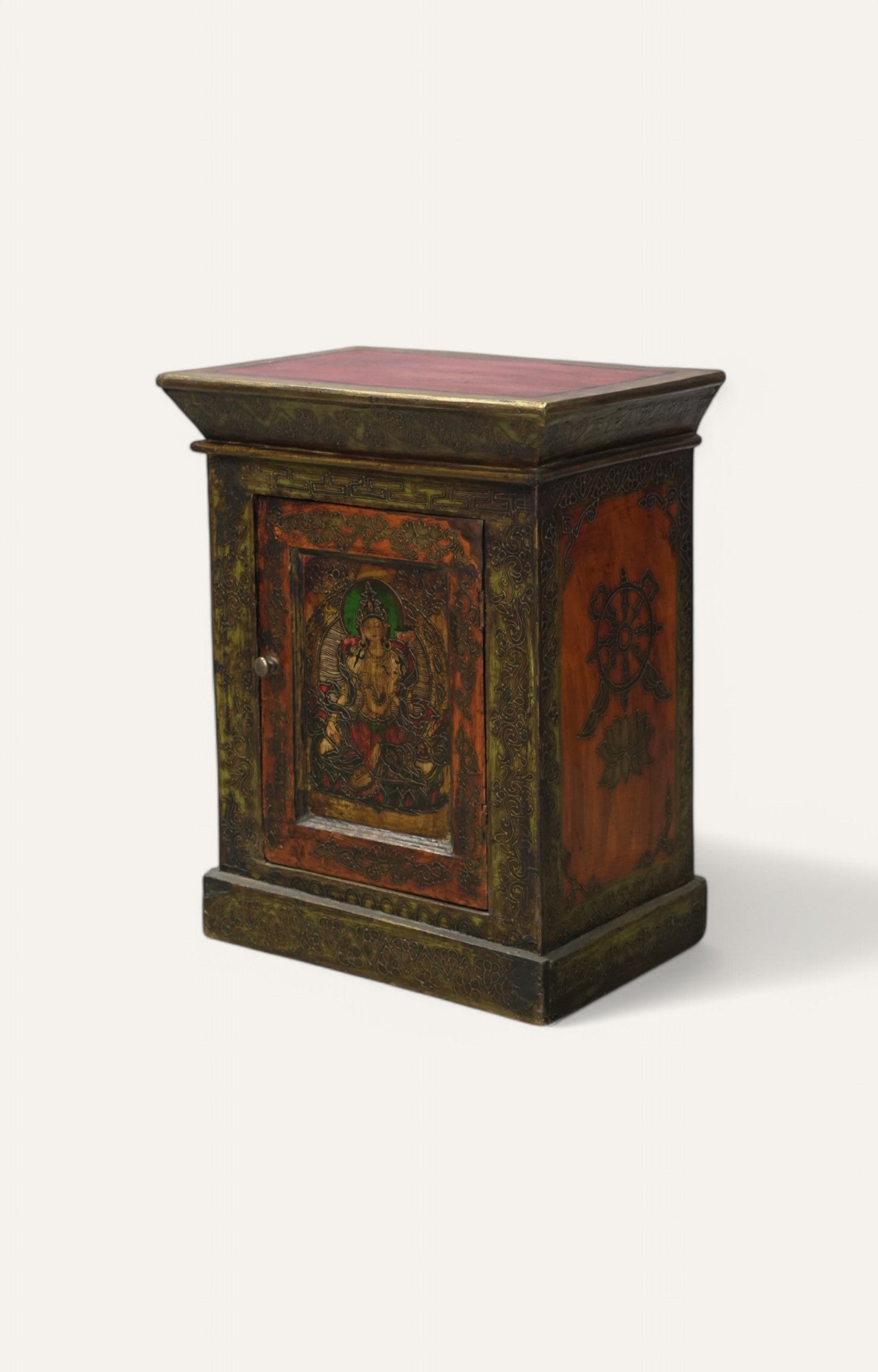 Lord Krishna Hand-Painted Vintage Cabinet