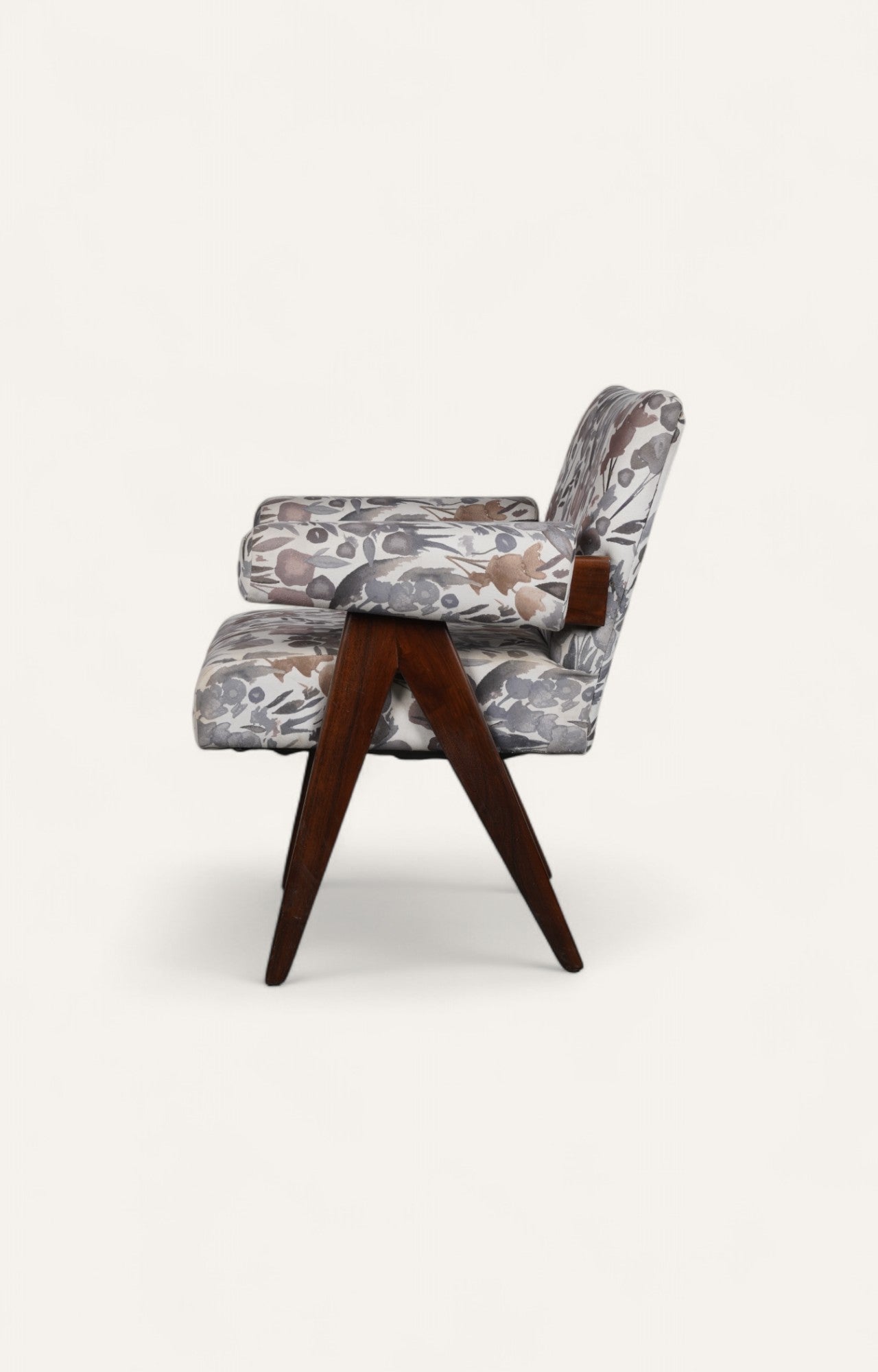 Mid-Century Armchair with Velvet Upholstery