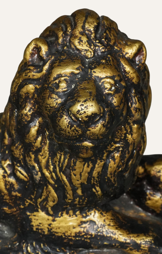 Antique Gold-Toned Lion Sculpture